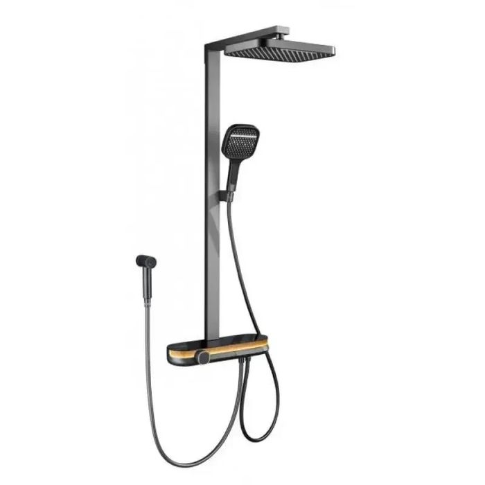Смеситель для ванной комнаты с душевым гарнитуром Shower Set YLN16001H, чёрный матовый.