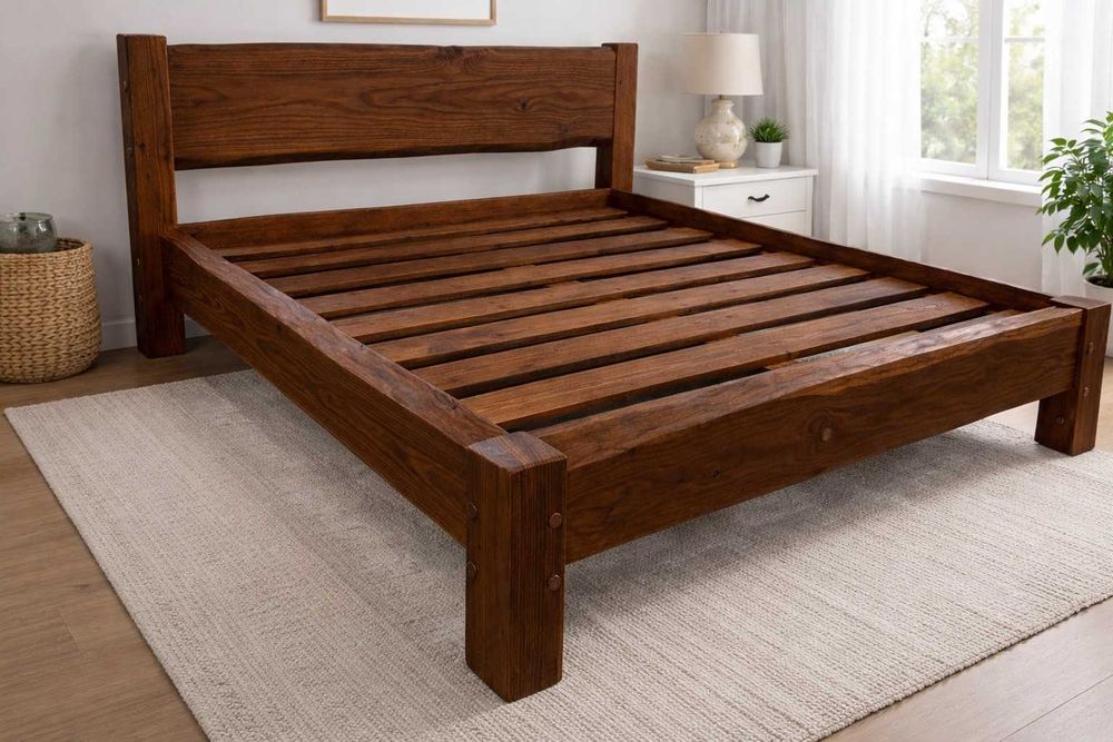 PRODUCENT Łóżko z litego drewna, drewniane, stelaż góralski PREMIUM