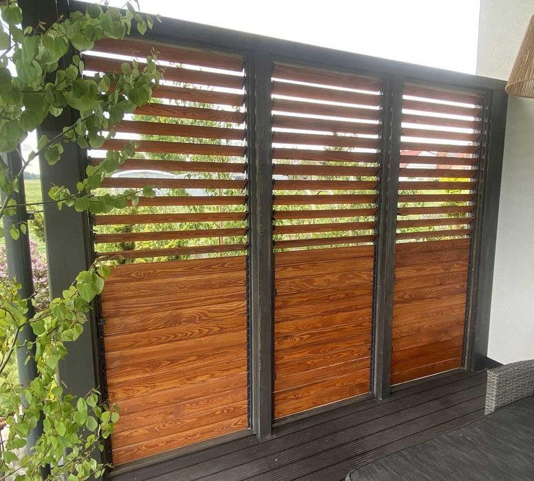 Zestaw shutters, ruchome żaluzje stalowe, deska sosna AB 20x95 mm