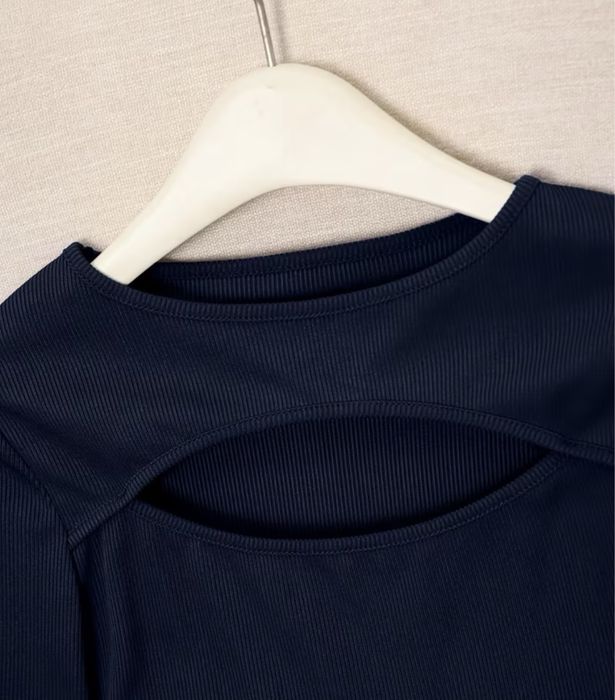 Лонгслів жіночий.Кофта у рубчик.Темно синя кофта