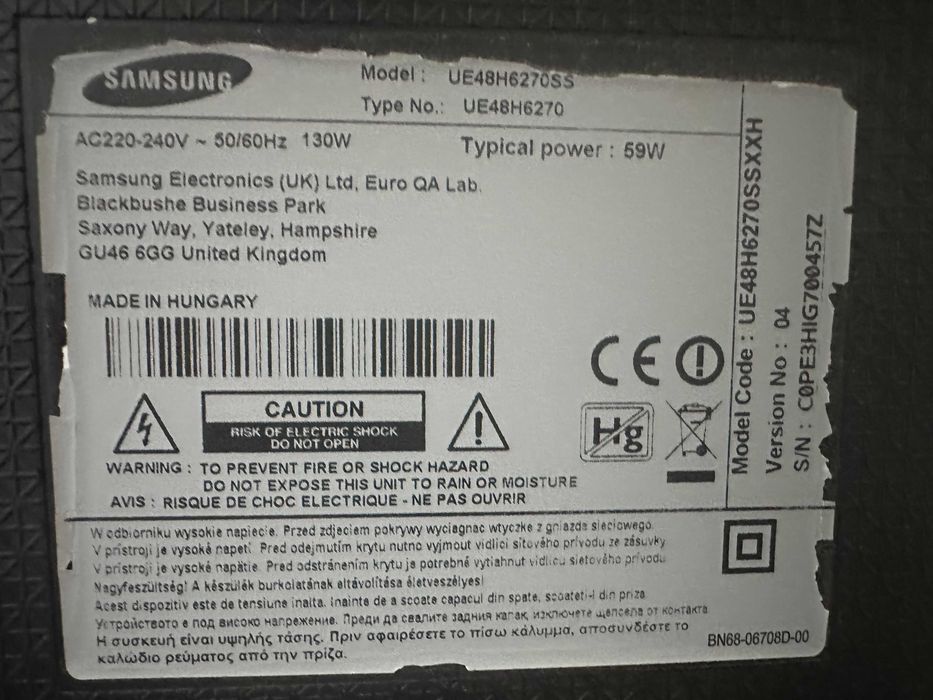 Телевізор Samsung UE48H6270SS Smart TV/Wi-Fi