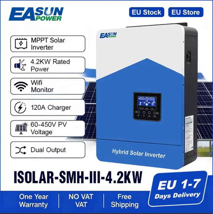 Гібридний сонячний інвертор Easun Power 4.2kW 24V WiFi MPPT
