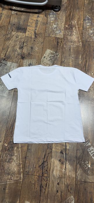 Biała koszulka męska t-shirt bawełna premium odblaskowe logo XL