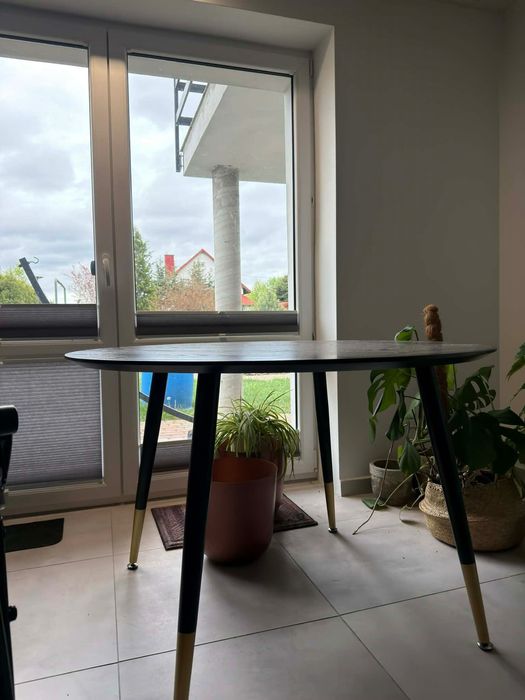 Stół 120cm okrągły złote nogi