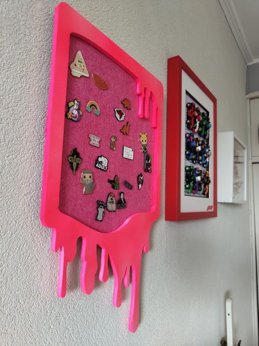Ręcznie robiona tablica na PINY i RZEPY – Drip Pink – Handmade!