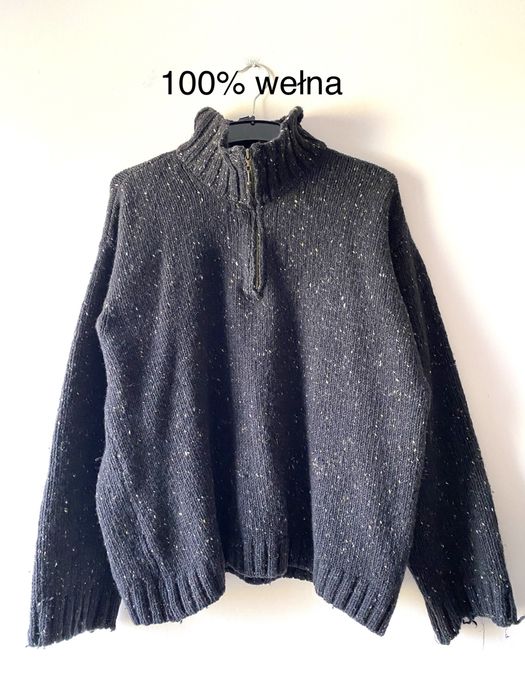 Aran crafts welniany sweter golf zamek ireland