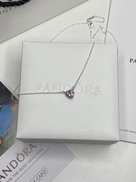 Кулон Pandora Сердце рожеве срібло / Підвіска Пандора серце рожевий кристал срібло 925