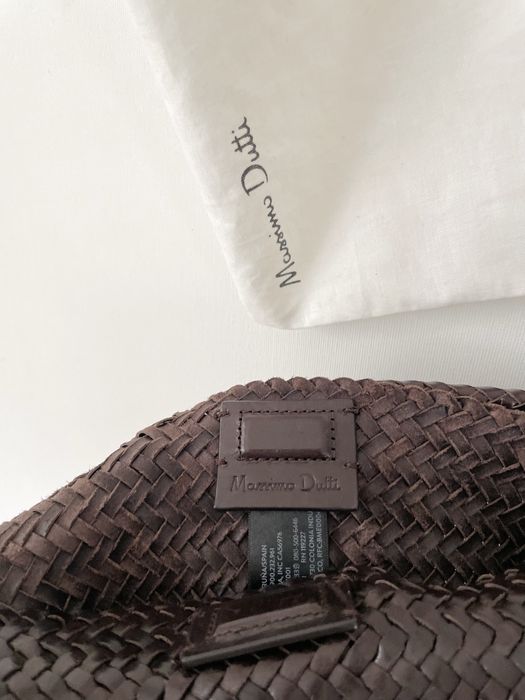 Massimo Dutti Brązowa torba z plecionej skóry