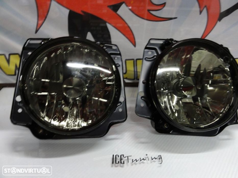 Farois frontais com luz branca 5000k para VW Golf 2 / II com fundo preto / Smoke