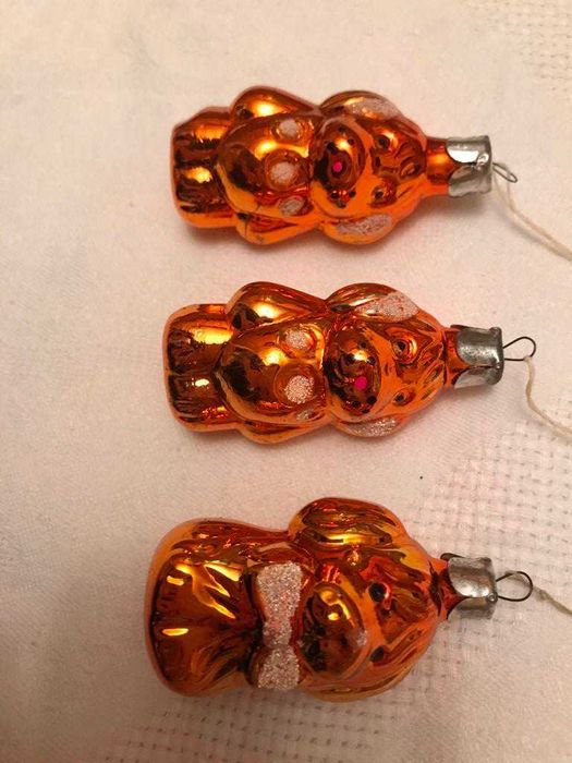 Собачки 3 шт. новогодние игрушки СССР украшения на елку стекло