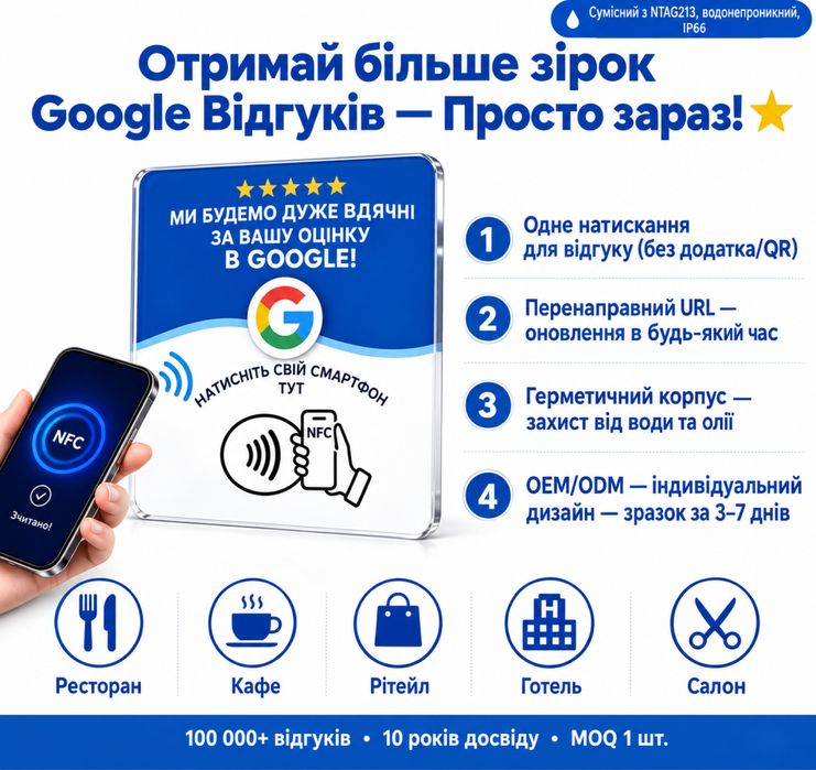 NFC-картка для Google-відгуків — більше відгуків для вашого бізнесу