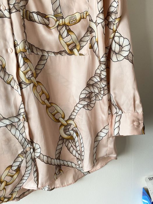 Zara pudrowa koszula satynowa węzły łańcuchy