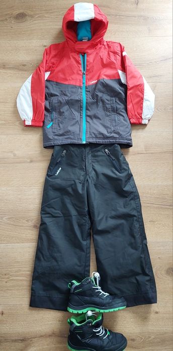 Decathlon Wedze 100 chłopięcy komplet zimowy kurtka spodnie buty 116