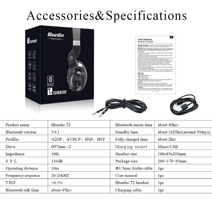 Fones Bluedio T2+ Turbine Bluetooth Sem Fios | Phones sem fios