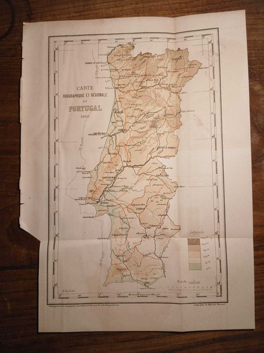 Mapa Portugal - Carte Orographique Et Regionale u Portugal 1900