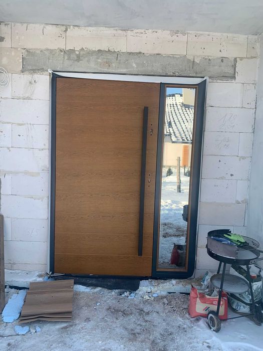 Drzwi zewnętrzne wejściowe dębowe  dostawa GRATIS! Dotacja! Montaż!