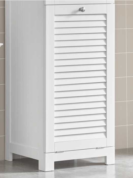 Szafka słupek łazienkowy z koszem na pranie ażurowa biała Nowa