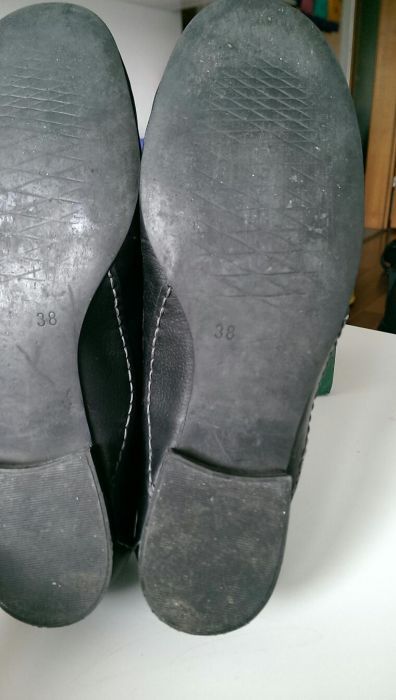 Buty, baleriny skórzane, czarne