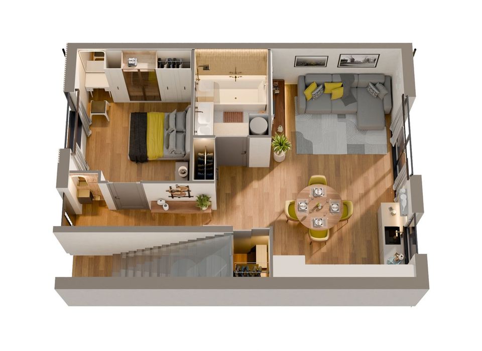 *55,51m2*PARTER*OGRÓDEK38m2*2parkingi*2 lub 3 POKOJE*