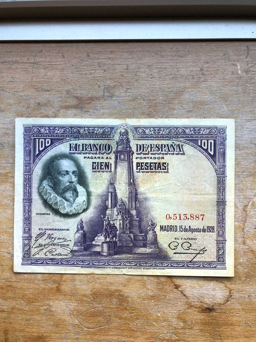 Notas vintage de Espanha 1 peseta,25 e 2 de 100
