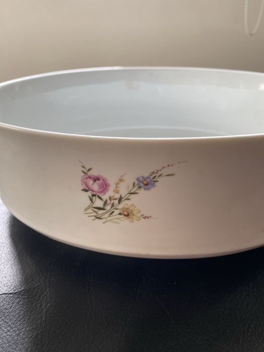 Oval Serving Dish by Excel Porcelanas Portugal with Floral Motif