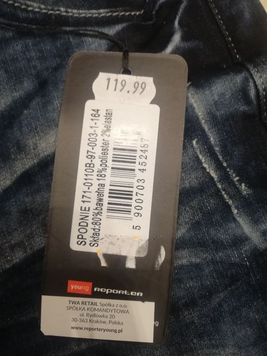 Reporter spodnie jeansy 164