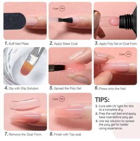 Kit de unhas de gel de extensão poli, com 12 tons de gel de extensão de unhas, um conjunto perfeito de iniciantes para cuidados com as unhas