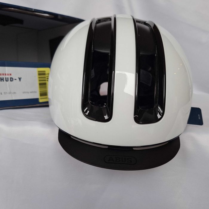 Kask rowerowy Abus Urban Hud-y LED Shiny White L 57-61cm