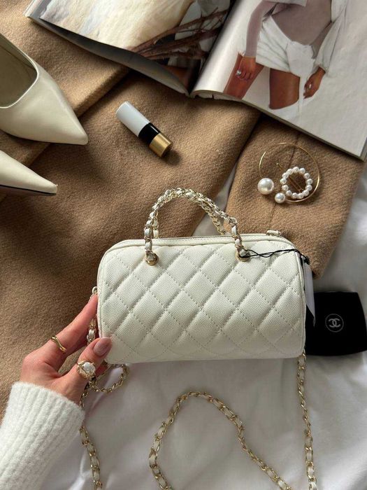 Chanel Mini Classic Bowling Bag Cream/Кремова мінісумка Шанель