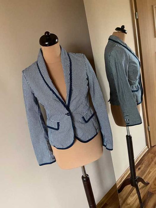 Mango mng zakiet kratka pepitka granat blazer marynarka 36 38
