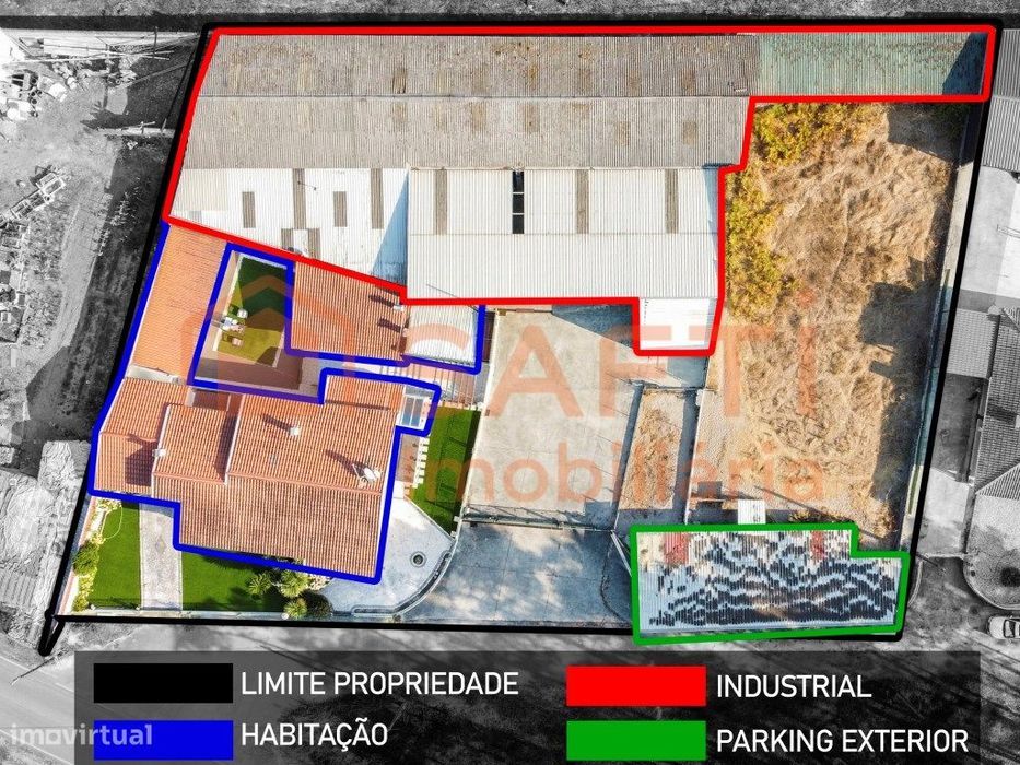 Pavilhão industrial com moradia