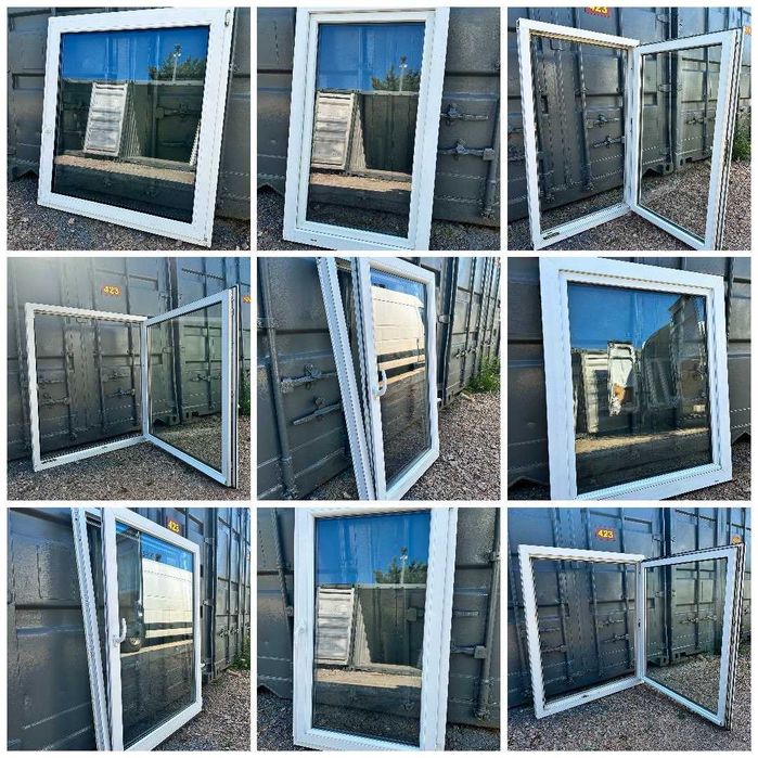 Okna używane PCV 104x136 Duży SKŁAD OKIEN Dowóz, balkonowe, tarasowe