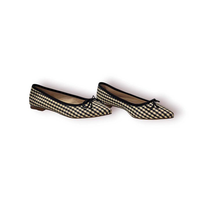 Sabrinas Femininas Zendra Basic – Padrão Vichy Preto e Bege – Tamanho 38