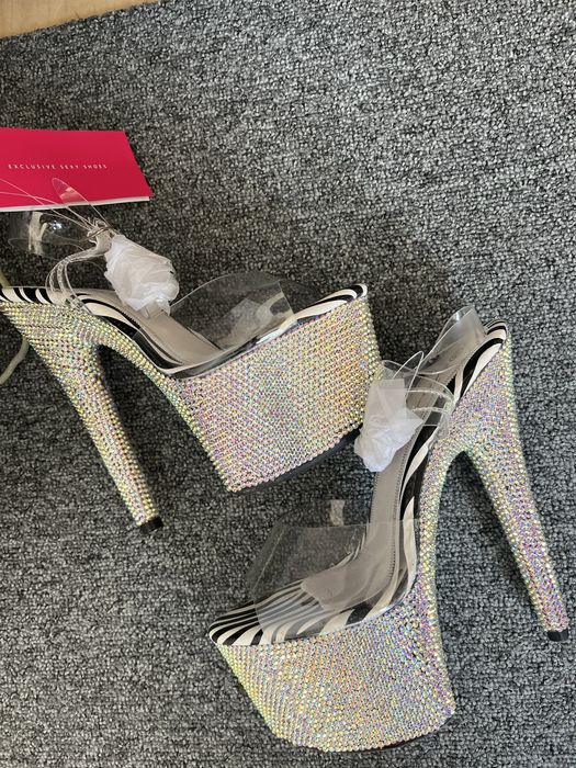 Szpilki Pole Dance zebra cyrkonie r. 38 Roxie Luve nowe jak pleaser