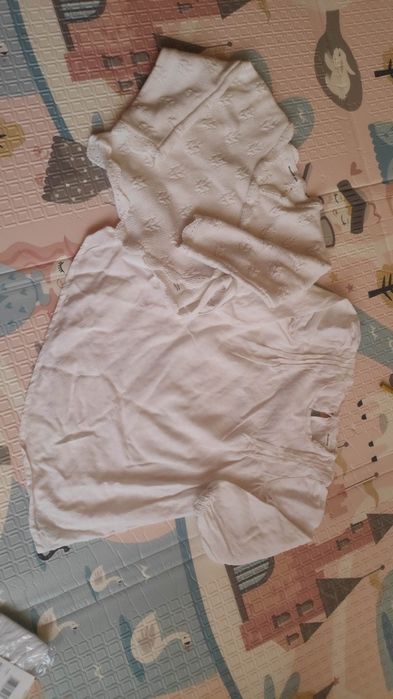 Reserved 80 komplet do chrztu złamana biel sukienka sweter