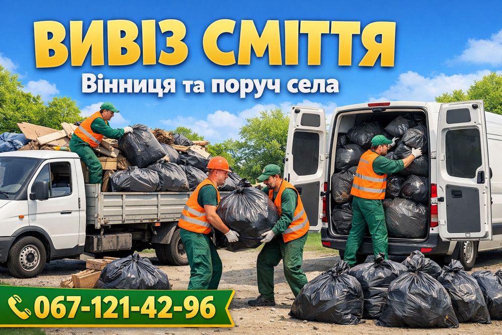 Вивіз сміття вивезення хламу дерева Вивіз мусора в мішках гілля
