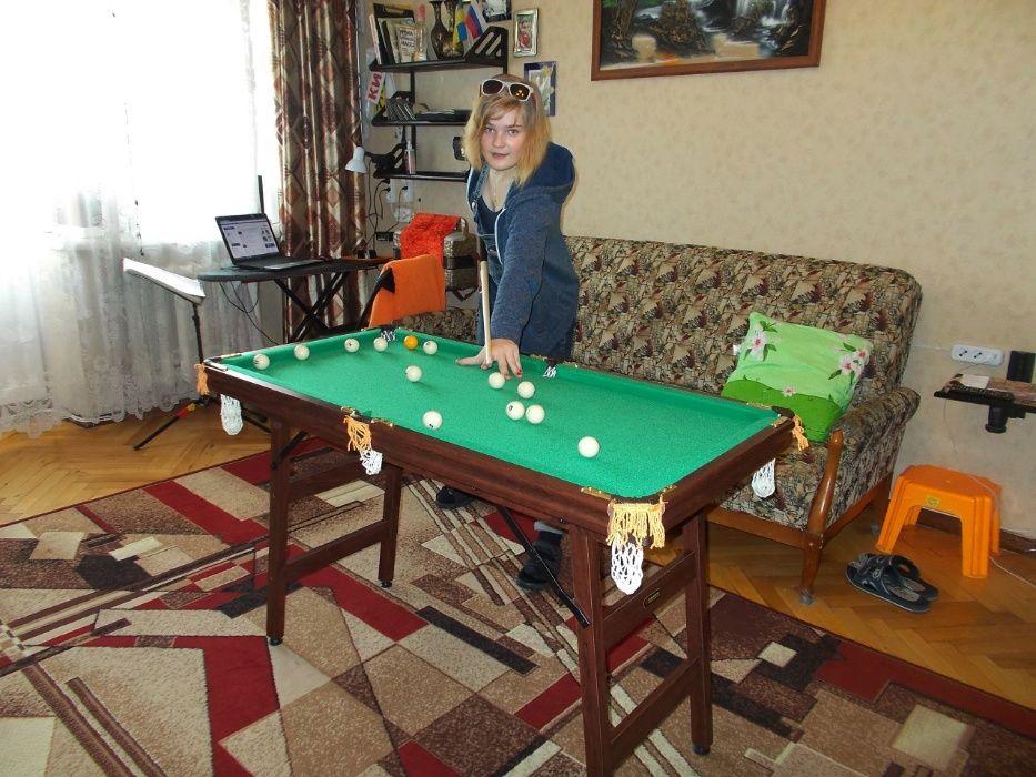 Бильярд  складной для квартиры.4 фута - пирамида.