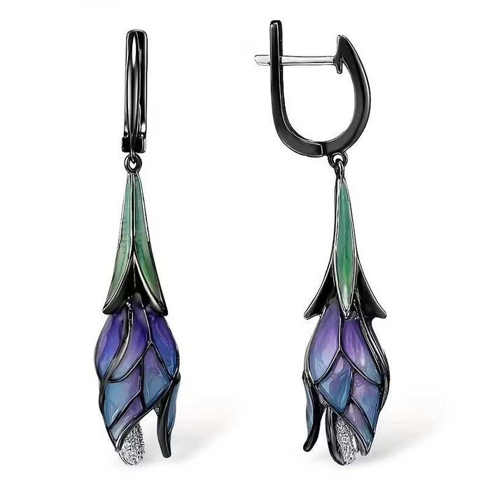 Ювелирные  Серьги-кольца  С  Цветочной  Подвеской