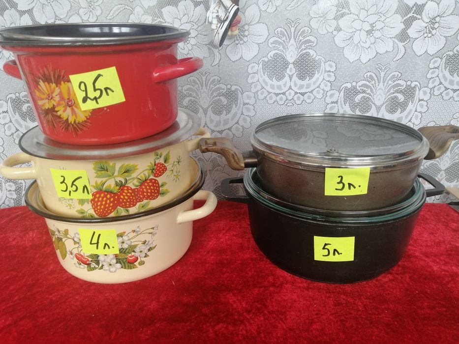 Залишки каструль емальованих, чавунних, алюміневих, казани.