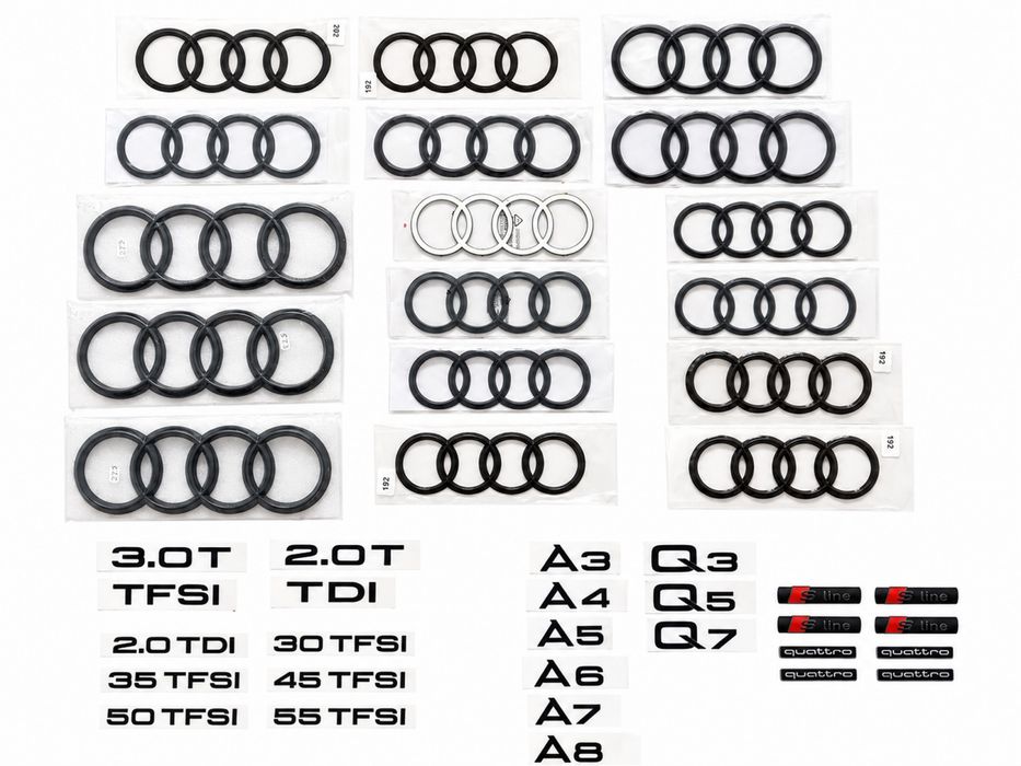 Шильдик значок емблема Ауді кільця AUDI в решітку A1 A2 A3 A4 A5 A6 A7 A8 Q2 Q3 Q5 Q7 TFSI 3.0 TDI 2.0 T RS SQ S-Line Quattro