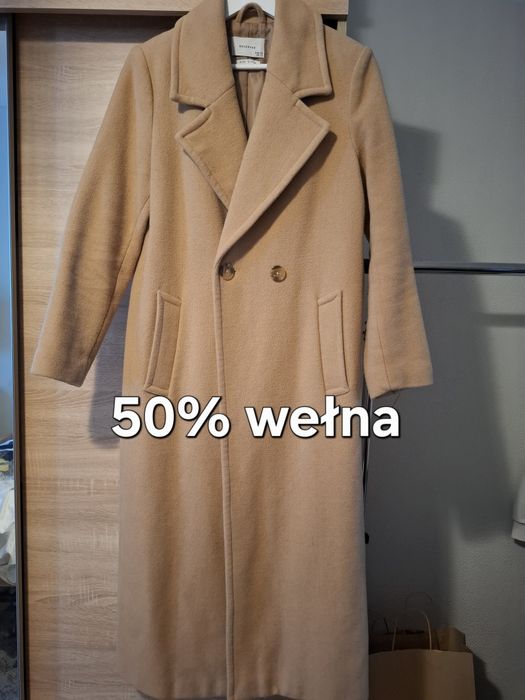 Płaszcz damski, Reserved, wełna