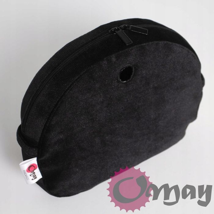 Elegancki organizer OBAG MOON LIGHT welur czarny czarne suwaki OMAY