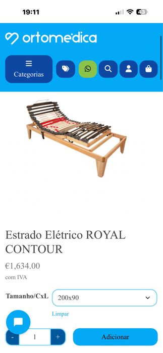 Cama ortopedica com estrado articulado, eletrici