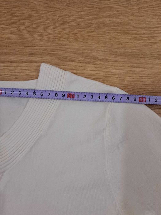 Sweter, sweterek z ozdobnym splotem, biały/kremowy, r. S