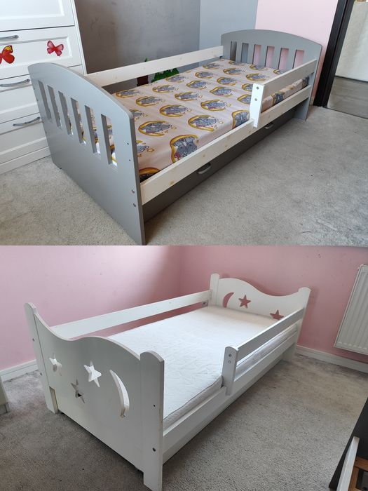2 x Łóżko dziecięce 160x80 drewno + Materace