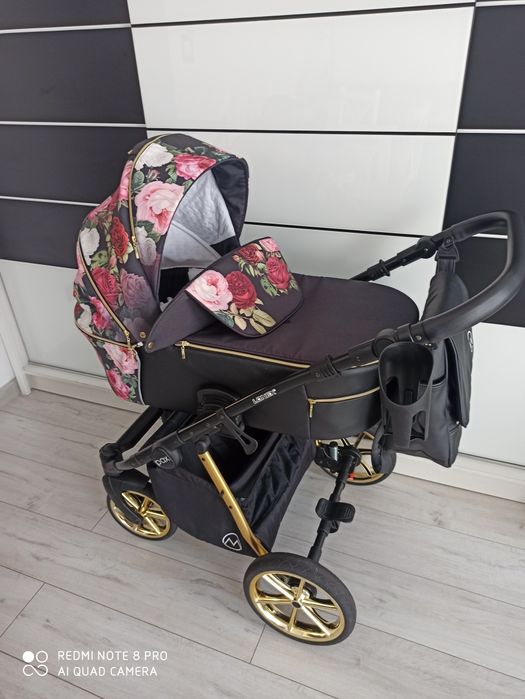 Wózek lonex pax 04  rose 3w1 + izofix dla dziewczynki, dziewczęcy