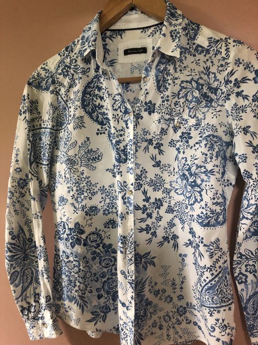 Koszula w niebieskie kwiaty massimo dutti m l