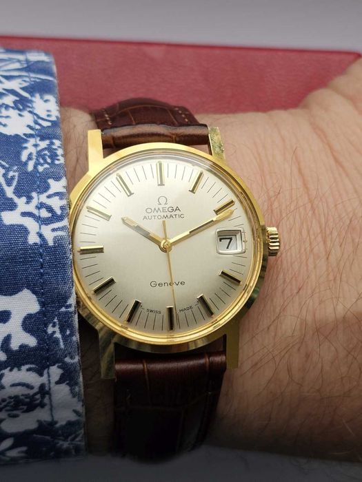 Złota Omega Geneve Automatic lite złoto 18K idealny oryginalny stan
