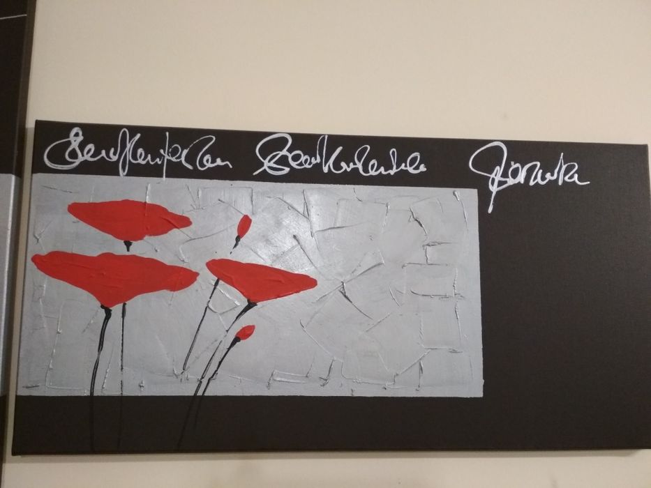 Duży obraz na płótnie ręcznie malowany czerwone maki