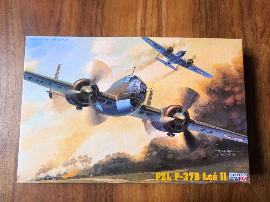 PZL P-37B Łoś II. Model samolotu. Master Hobby Kits Craft. 1:72. Folia